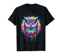 Art Splash Colorido de Hibou Barred et Créatures Nocturnes T-Shirt