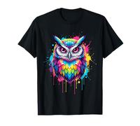 Art Splash Colorido de Hibou Barred et Créatures Nocturnes T-Shirt