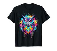 Art Splash Colorido de Hibou Barred et Créatures Nocturnes T-Shirt