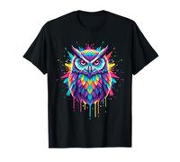 Art Splash Colorido de Hibou Barred et Créatures Nocturnes T-Shirt