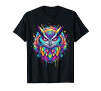 Art Splash Colorido de Hibou Barred et Créatures Nocturnes T-Shirt