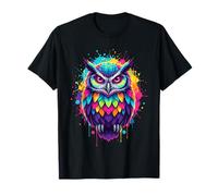Art Splash Colorido de Hibou Barred et Créatures Nocturnes T-Shirt