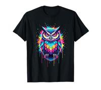 Art Splash Colorido de Hibou Barred et Créatures Nocturnes T-Shirt
