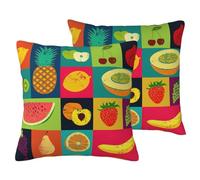 Art Style Lot de 2 housses de coussin décoratives en lin avec imprimé fruits pour canapé, lit, salon
