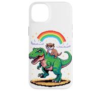 Art Style Pixel Loutre T-Rex Tyrannosaure Graphisme 8 Bits Coque pour iPhone 14 Plus