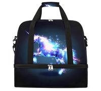 Art Style Space Unicorn Sac de voyage pliable de grande capacité Sac de sport avec compartiment humide et sec Poche à chaussures Sac de voyage léger pour homme et femme