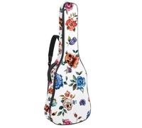 Art Sugar Skull Flower Sac pour guitare acoustique avec 2 poches, bandoulière réglable et crochet arrière, convient pour guitares électriques, basses et guitares classiques, Art Sugar Skull Flower,