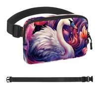 Art Swan Flower-472 Sac banane à bandoulière pour homme et femme, sac de ceinture pour voyage, marche, course, randonnée, cyclisme, multicolore, 4 x 23 x 15 cm, multicolore, 1.5x9.0x5.9in/4x23x15cm