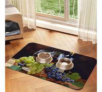 Art Tapis d'alimentation absorbant en cuir synthétique pour chien et chat Motif galsses et raisins Rouge vin rouge 30 x 45 cm