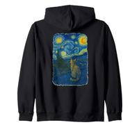 Art - The Staring Into The Night Van Gogh Cat Sweat à Capuche