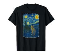 Art - The Staring Into The Night Van Gogh Cat T-Shirt