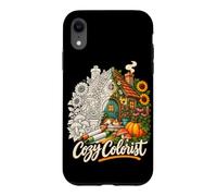 Art Thérapeutique pour Amateurs de Chats et Fleurs Coque pour iPhone XR