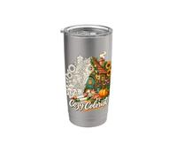 Art Thérapeutique pour Amateurs de Chats et Fleurs Gobelet isotherme en acier inoxydable double paroi