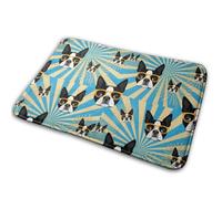 Art Tie-Dye À Rayures Bleues Et Blanches Représentant des Black Terriers Tapis De Bain Absorbant Paillasson Intérieur Antidérapant Tapis De Douche pour Salon Extérieur Baignoire 40X60Cm