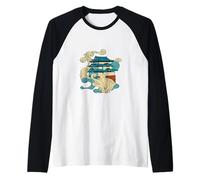 Art Traditionnel Asiatique bâtiment Japonais Ocean Wave Yippon Manche Raglan