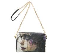 Art Tree Petit sac à bandoulière pour femme en cuir végétalien avec fermeture éclair et bandoulière