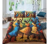 Art Tribal Africain 3D en Microfibre Housse De Couette avec Fermeture Éclair,Personnes Dansant dans Un Club 3 Pièces Parure De Lit Housse pour Adultes Et Enfants King(220x240cm)