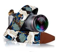 Art Tribute Camera Strap for All DSLR and Mirrorless Cameras. Universal Neck, Crossbody & Shoulder Strap, Blue Crane Gold Foil Vintage Floral Pattern, Gift for Men & Women Photographers