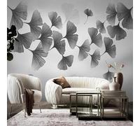 Art Tridimensionnel Simple Du Ginkgo Biloba Gris Papier Peint 3d Moderne Soie Texturée Haut De Gamme IdéAl Pour Le Salon Et La Chambre à Coucher-150cm×105cm