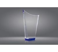 Art-Trophies At10101 Trophée Sportif en Verre Mixte, Transparent/Bleu, 220 mm