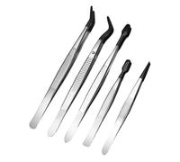 Art Tweezers Ergonomic Toy Making Tool- Professional Stainless Steel Straight Tweezer Set, Silicone Tip Precision Clips | Rubber Coated Craft Pick Up Kit | Jewelry Electronics Beauty Tools For Craft