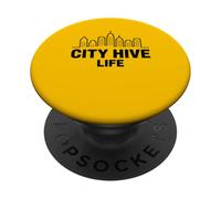 Art Urbain de la Ligne d'horizon d'un Apiculteur Urbain PopSockets PopGrip Adhésif