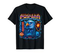 Art Urbain électrique Chicago Eagle Illinois Skyline T-Shirt Graphique avec Valeur