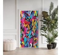 Art Urbain Poster De Porte Trompe L'oeil, Ligne Géométrique Auto-Adhésif Sticker Mural Porte, pour Chambre Salon Cuisine Graffiti Abstraite Stickers Autocollants De Porte 85x215 cmHh195