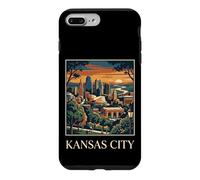 Art Urbain rétro de Kansas City Missouri Skyline au Coucher du Soleil Coque pour iPhone 7 Plus/8 Plus