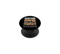 Art Urbain rétro de Tucson, Arizona, Paysage des Montagnes du désert PopSockets PopGrip Adhésif