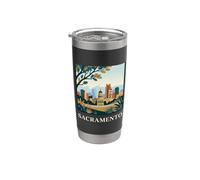 Art urbain rétro du Capitole de Sacramento en Californie Gobelet isotherme en acier inoxydable double paroi