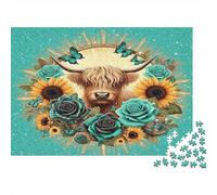 Art Vache Highland_2 Puzzle 1000 Pièces Adulte en Carton Épais Et Robuste, Puzzle Brain Training Puzzle pour Une Activité Fuzzle Après L'école, Passion Nature Et Faune 38x26cm/1000pcs
