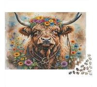 Art Vache Highland Puzzle 1000 Pièces Adulte sans Poussière,Jeu De Puzzle À Assembler Soi-même Ultra Difficult Puzzle pour Un Jeu De Puzzle De Fête, pour Les Amateurs D'énigmes 38x26