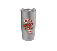Art vectoriel vintage Joyeux Noël en forme de canne à sucre v1 Gobelet isotherme en acier inoxydable double paroi