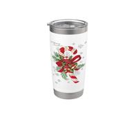 Art vectoriel vintage Joyeux Noël en forme de canne à sucre v1 Gobelet isotherme en acier inoxydable double paroi