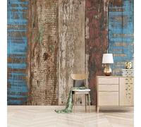 Art Vintage Bleu Shabby Wooden Plank Pattern Papier Peint 3d Moderne Soie Texturée Haut De Gamme IdéAl Pour Le Salon Et La Chambre à Coucher-200cm×140cm