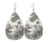 Art Vintage Botanique De Bois Et De Paysages Fluviaux Femme Boucles D'Oreilles Pendantes Élégantes Boucles D'Oreilles Longues Boucle D'Oreille Crochet Pour Multiple Piercings Fête Soirée