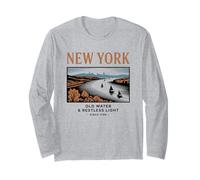 Art Vintage de New York : Eau Ancienne et Lumière Éternelle Manche Longue