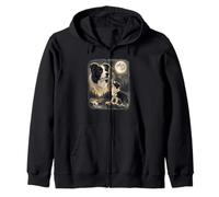 Art Vintage des années 90 avec Border Collie Howling to The Moon Sweat à Capuche