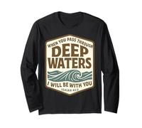 Art Vintage des Vagues d'Ésaïe 43:2 Deep Waters Manche Longue
