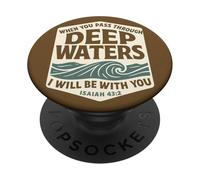Art Vintage des Vagues d'Ésaïe 43:2 Deep Waters PopSockets PopGrip Adhésif
