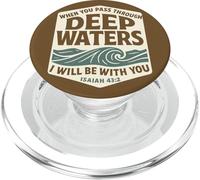 Art Vintage des Vagues d'Ésaïe 43:2 Deep Waters PopSockets PopGrip pour MagSafe