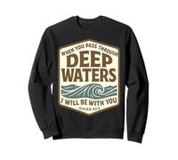 Art Vintage des Vagues d'Ésaïe 43:2 Deep Waters Sweatshirt