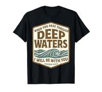 Art Vintage des Vagues d'Ésaïe 43:2 Deep Waters T-Shirt