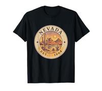 Art Vintage du Désert du Nevada avec Cactus T-Shirt