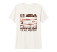 Art Vintage du Vent Large et Ciel enraciné d'Oklahoma T-Shirt Haut de Gamme