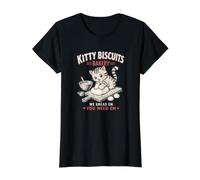 Art Vintage Funny Cat Meme Kitty Biscuits Bakery T-Shirt Graphique avec Valeur, Femme, Noir, M