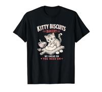 Art Vintage Funny Cat Meme Kitty Biscuits Bakery T-Shirt Graphique avec Valeur, Homme, Noir, L