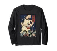 Art Vintage Japonais Kaiju Ramen Monster Cool Looking Cat Art Manche Longue
