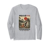 Art Vintage Japonais Macaque Wanderer Ukiyo-e Forest Manche Longue